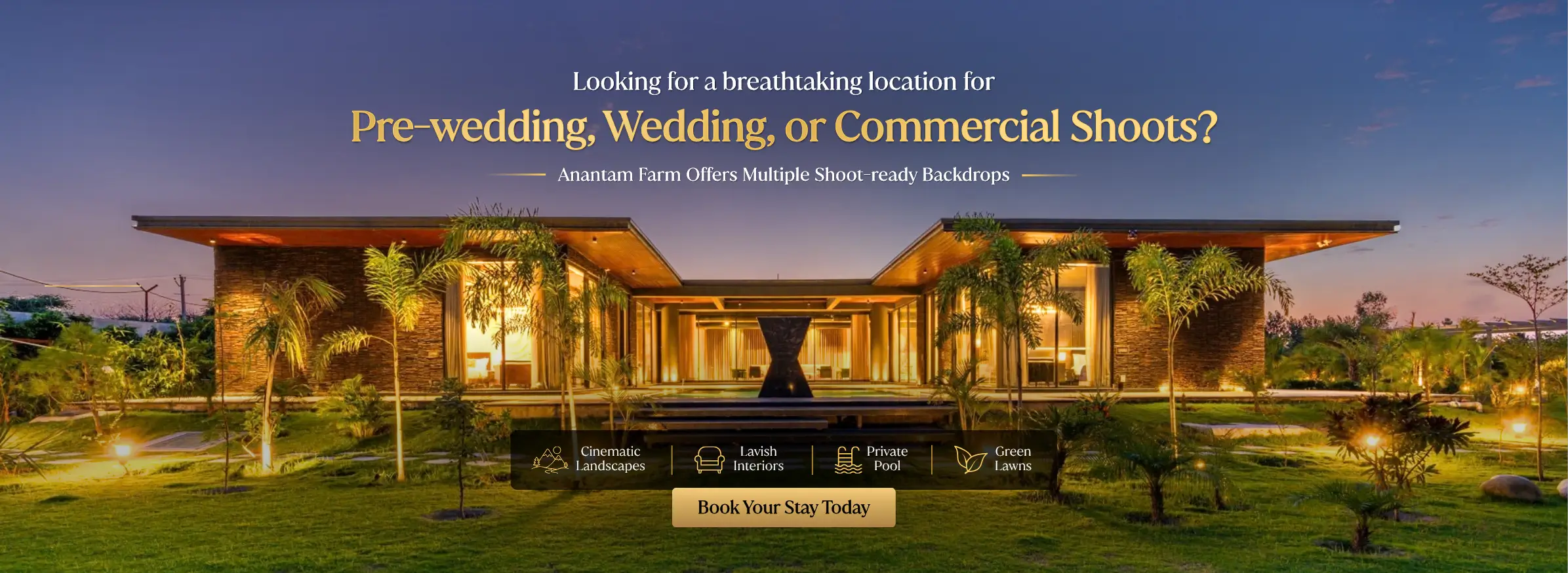 Anantam Farm – luxury farmhouse for pre-wedding, wedding and commercial shoots
